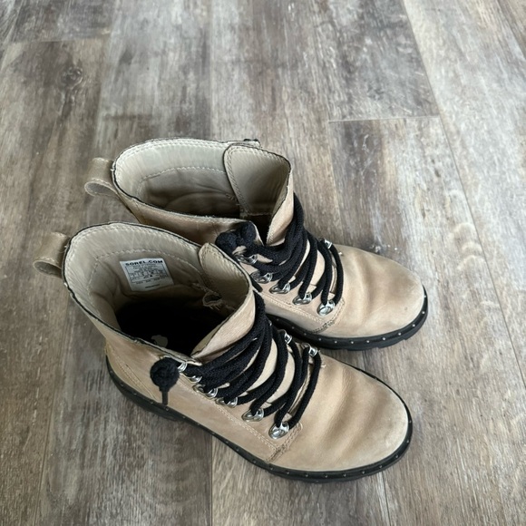 Sorel NL3701-251 Lennox Lace Sandy Tan Leather Boots - Picture 6 of 10